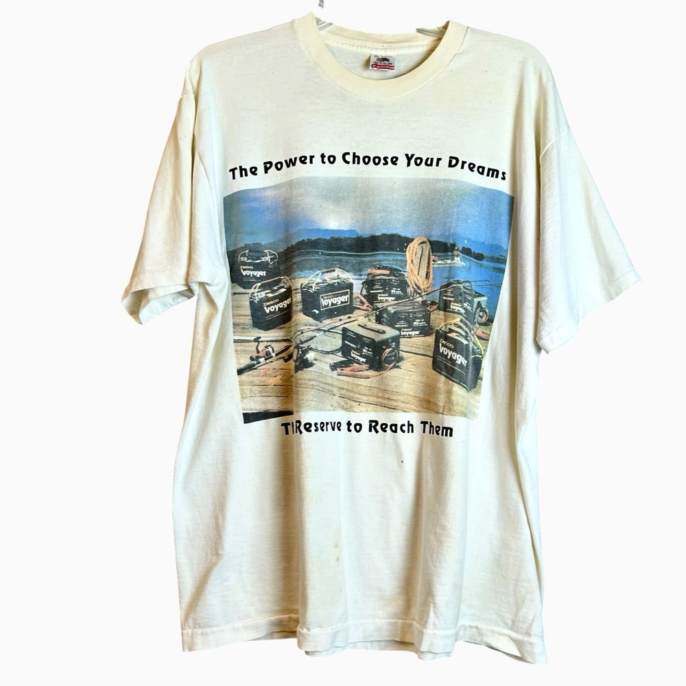 Vtg 90s Delco Voyager Battery T Shirt XL " The Power To Chose Your Dreams" Promo